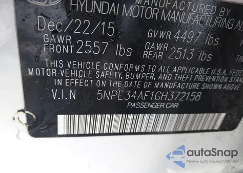 2016 Hyundai Sonata Sport из США, поврежденный, VIN 5NPE34AF1GH372158